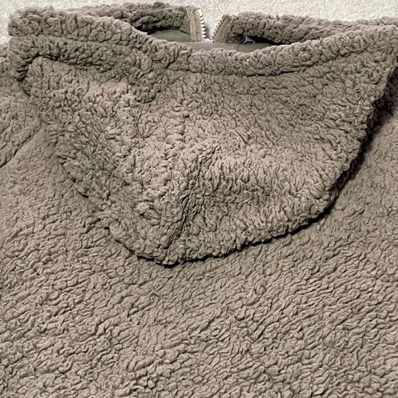 𝅺z by Zella up & over faux shearling zip hoodie in tan driftwood size medium - Picture 12 of 12